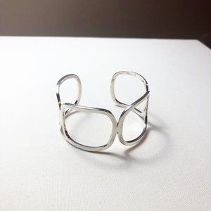 Sterling Silver Minimalist Oval Link Cuff Bracelet